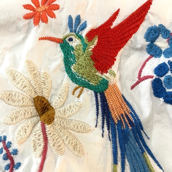 Johnny Was White Floral Embroidered Button Down Shirt - Picture 6 of 8